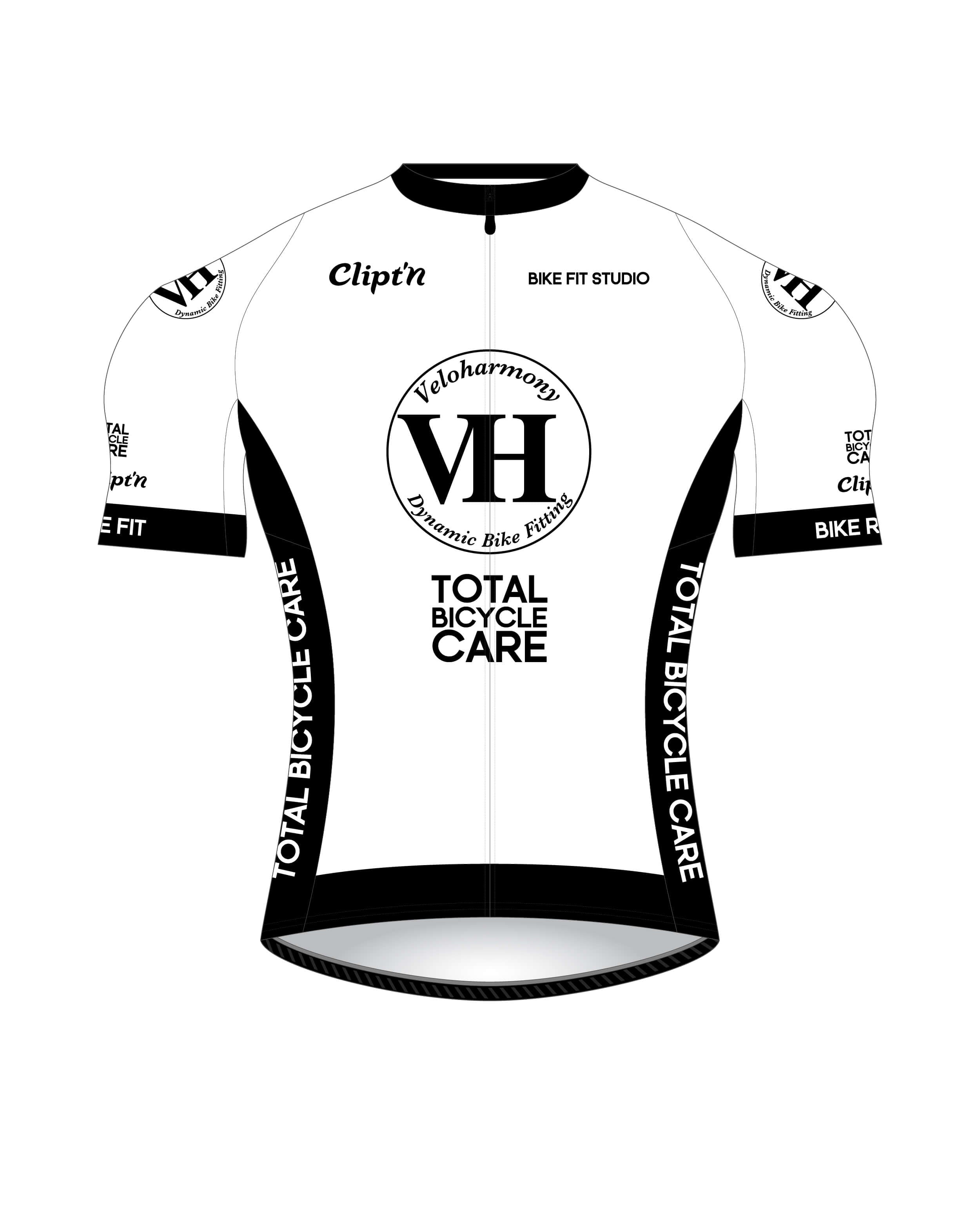 Veloharmony Men's PRO Jersey - White / Black - CLIPT'N Cycling