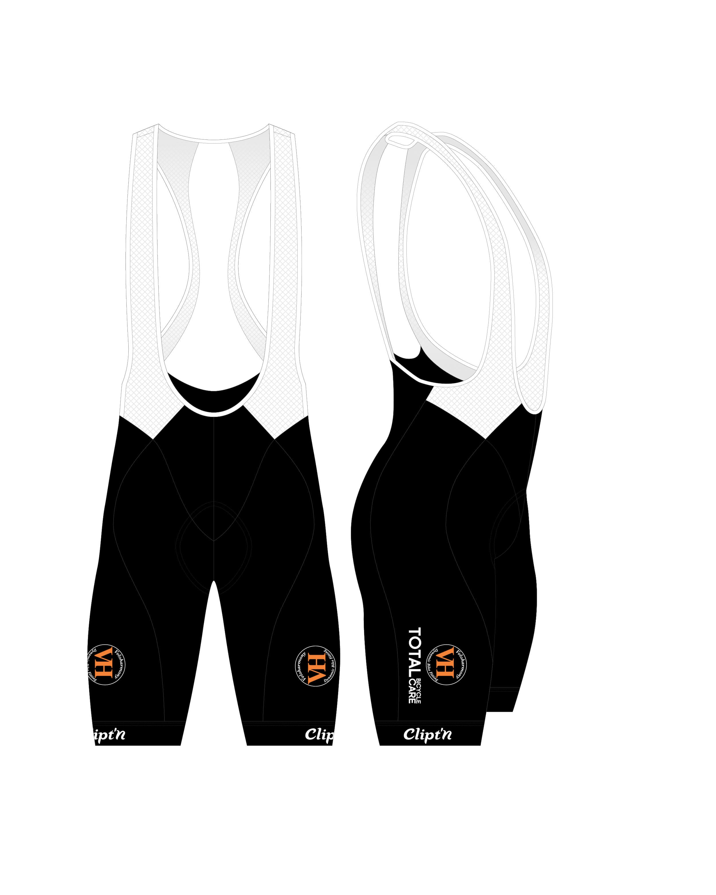 Veloharmony Men's Bib Short - Black / Orange - CLIPT'N Cycling
