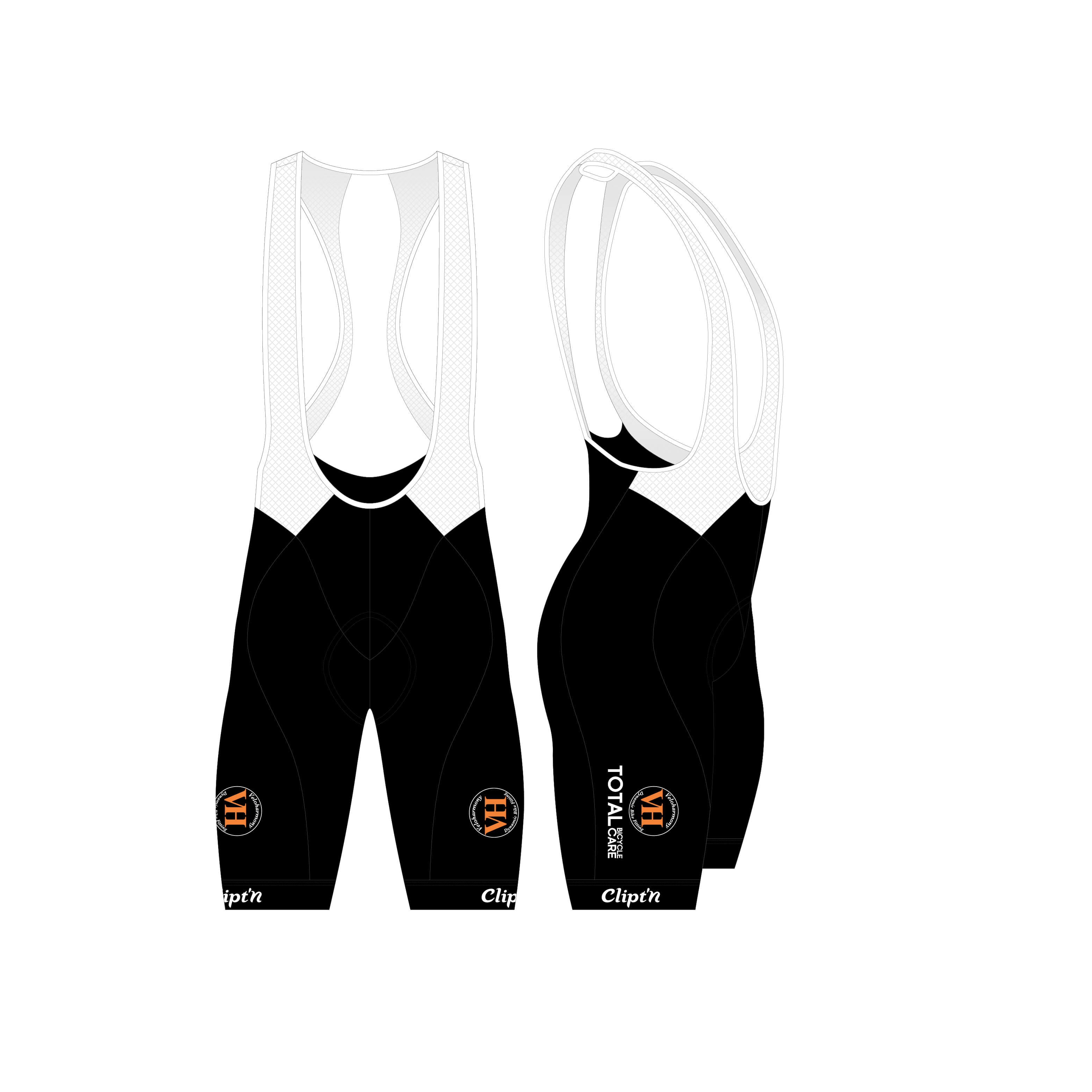 Veloharmony Men's Bib Short - Black / Orange - CLIPT'N Cycling
