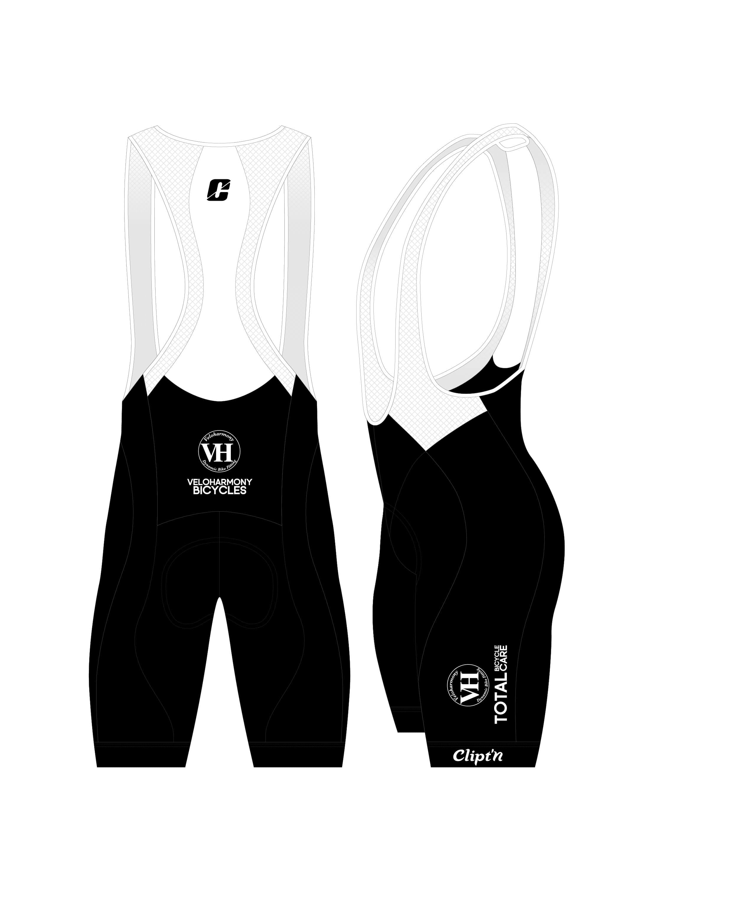 Veloharmony Men's Bib Short - Black / White - CLIPT'N Cycling