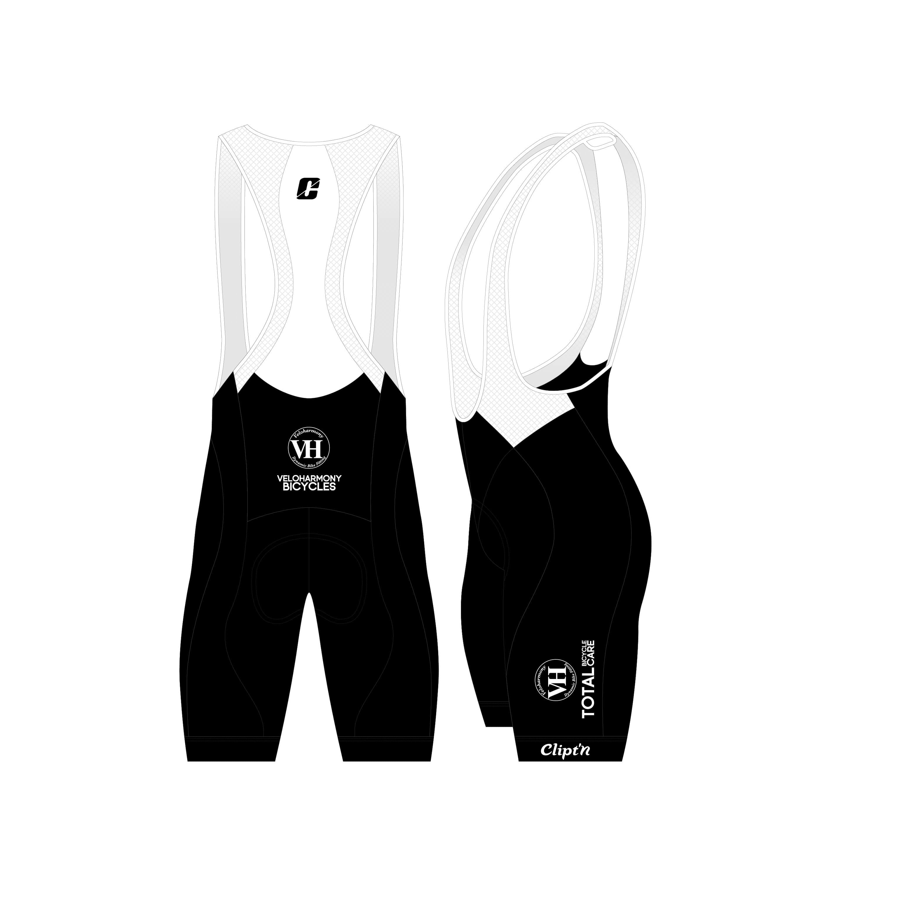 Veloharmony Men's Bib Short - Black / White - CLIPT'N Cycling