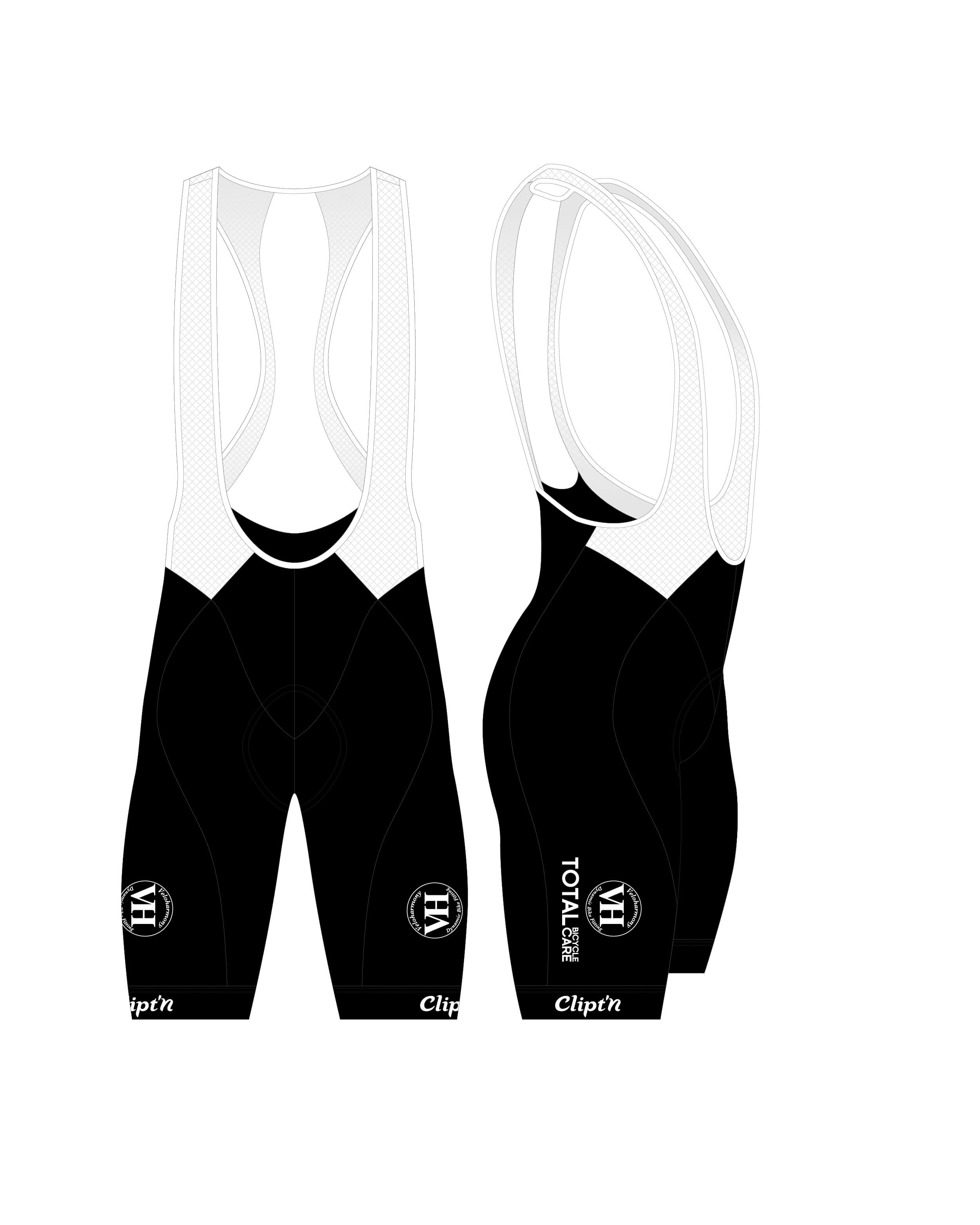 Veloharmony Men's Bib Short - Black / White - CLIPT'N Cycling