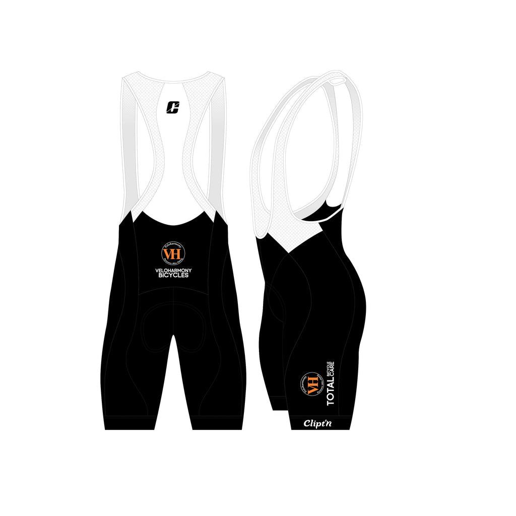 Veloharmony Men's Bib Short - Black / Orange - CLIPT'N Cycling